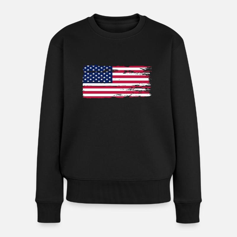 Original America Flagge Vintage Style - Frauen Premium Bio Pullover - Schwarz