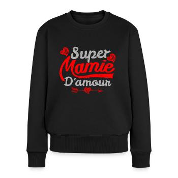t-shirt mamie, super, grand-mère. Cadeau - Pull Premium bio Femme - noir - Devant - Julia (174cm)