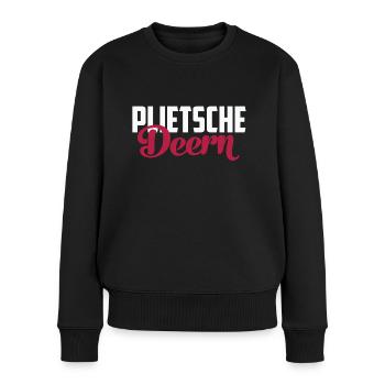 Plietsche Deern Plattdeutsch - Frauen Premium Bio Pullover - Schwarz - Vorne - Julia (174cm)