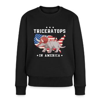 Triceratops in Amerika - Frauen Premium Bio Pullover - Schwarz - Vorne - Julia (174cm)