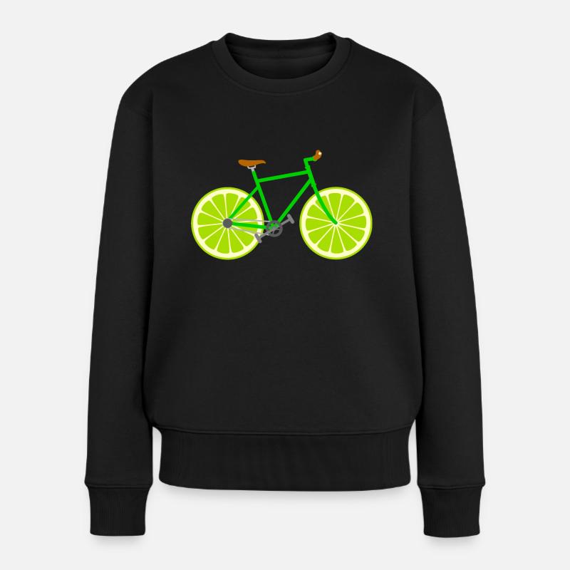 Fahrrad Obst Frucht Limette - Frauen Premium Bio Pullover - Schwarz