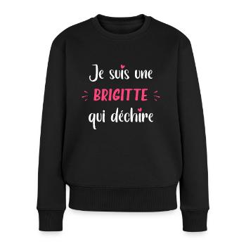 Je suis une brigitte qui déchire - Pull Premium bio Femme - noir - Devant - Julia (174cm)