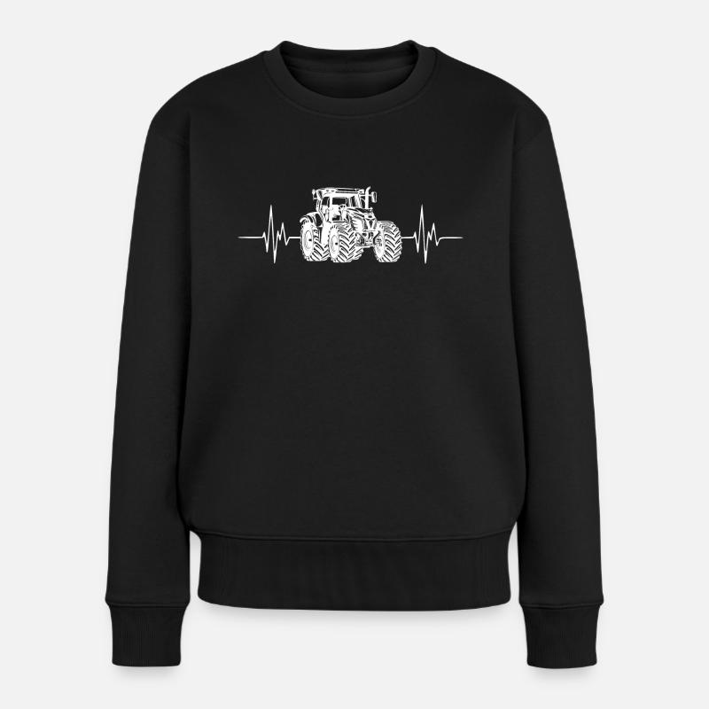 Traktor - Herzschlag - Bauer - Frauen Premium Bio Pullover - Schwarz