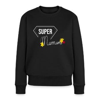 super maman - héroïne - fête des mères - mother - Pull Premium bio Femme - noir - Devant - Julia (174cm)