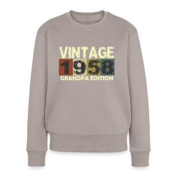 Vintage Geburtstag Retro Sonnenuntergang Design - Frauen Premium Bio Pullover - Taupe - Vorne - Julia (174cm)