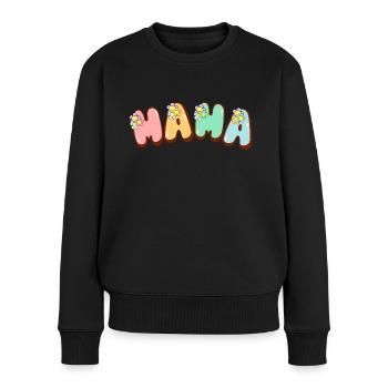 Mama Retro-Design im bubblegum Style als Geschenk - Frauen Premium Bio Pullover - Schwarz - Vorne - Julia (174cm)