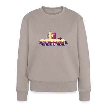 Heißer Kaffee - Frauen Premium Bio Pullover - Taupe - Vorne - Julia (174cm)