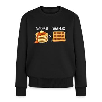 Pfannkuchen über Waffeln - Frauen Premium Bio Pullover - Schwarz - Vorne - Julia (174cm)