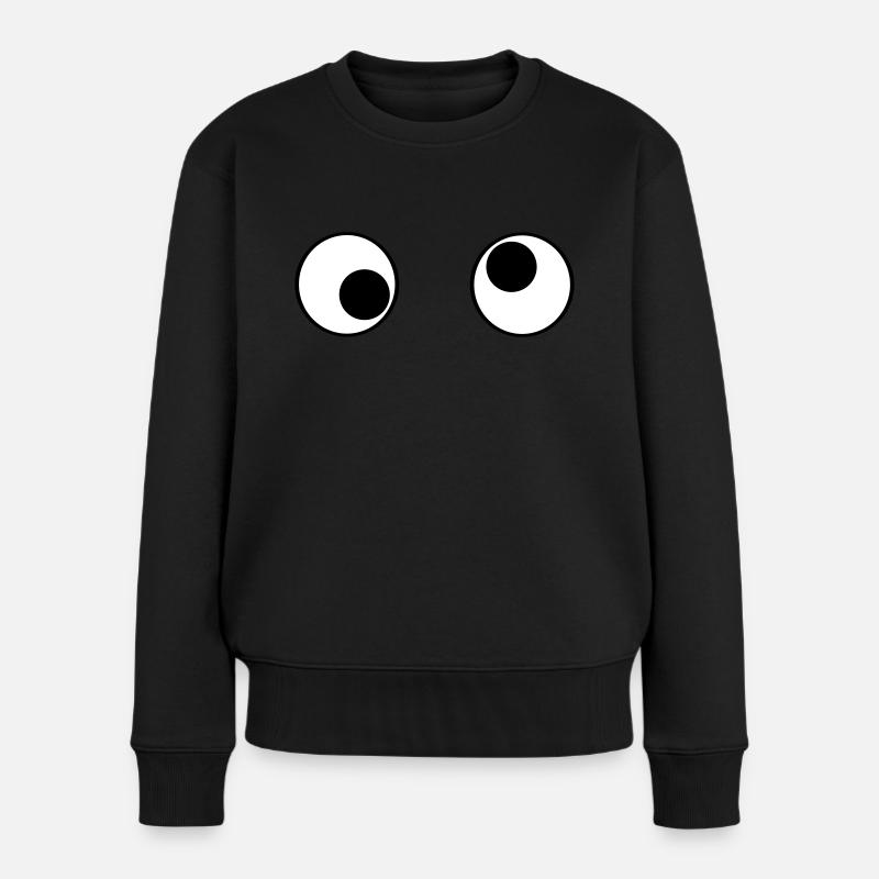 Augen funny - Frauen Premium Bio Pullover - Schwarz