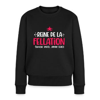 Reine de la fellation cadeau drôle sexe kamasutra - Pull Premium bio Femme - noir - Devant - Julia (174cm)