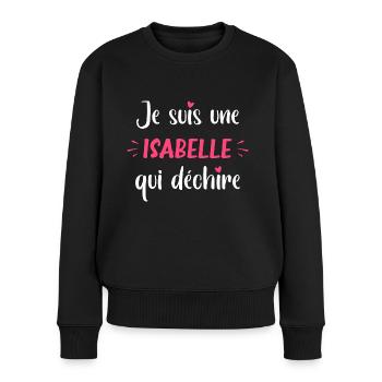 Je suis une isabelle qui déchire - Pull Premium bio Femme - noir - Devant - Julia (174cm)