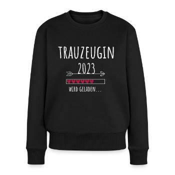 Trauzeugin 2023 Hochzeit Team Bride JGA - Frauen Premium Bio Pullover - Schwarz - Vorne - Julia (174cm)