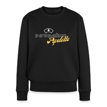Infirmière Pipelette - Pull Premium bio Femme - noir - Devant - Julia (174cm)