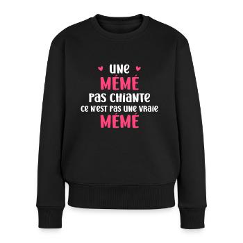Pas chiante mémé - Pull Premium bio Femme - noir - Devant - Julia (174cm)