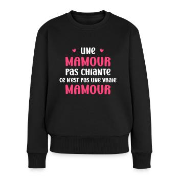 Pas chiante mamour - Pull Premium bio Femme - noir - Devant - Julia (174cm)