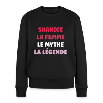 shanice la femme le mythe la légende - Pull Premium bio Femme - noir - Devant - Julia (174cm)