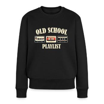Old School Playlist Retro Vintage 80er - Frauen Premium Bio Pullover - Schwarz - Vorne - Julia (174cm)