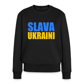 Slava ukraini - Frauen Premium Bio Pullover - Schwarz - Vorne - Julia (174cm)