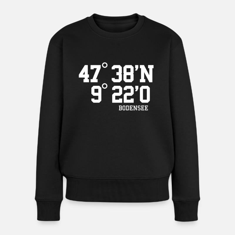 Bodensee Koordinaten Urlaub Bodenseeregion Idee - Frauen Premium Bio Pullover - Schwarz