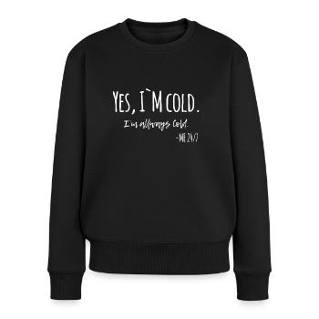 Oui, j’ai froid. refroidir - Pull Premium bio Femme - noir - Devant - Julia (174cm)