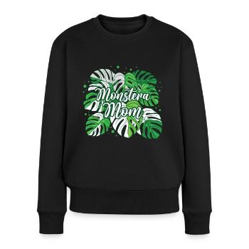 Monstera Maman panachée - Pull Premium bio Femme - noir - Devant - Julia (174cm)