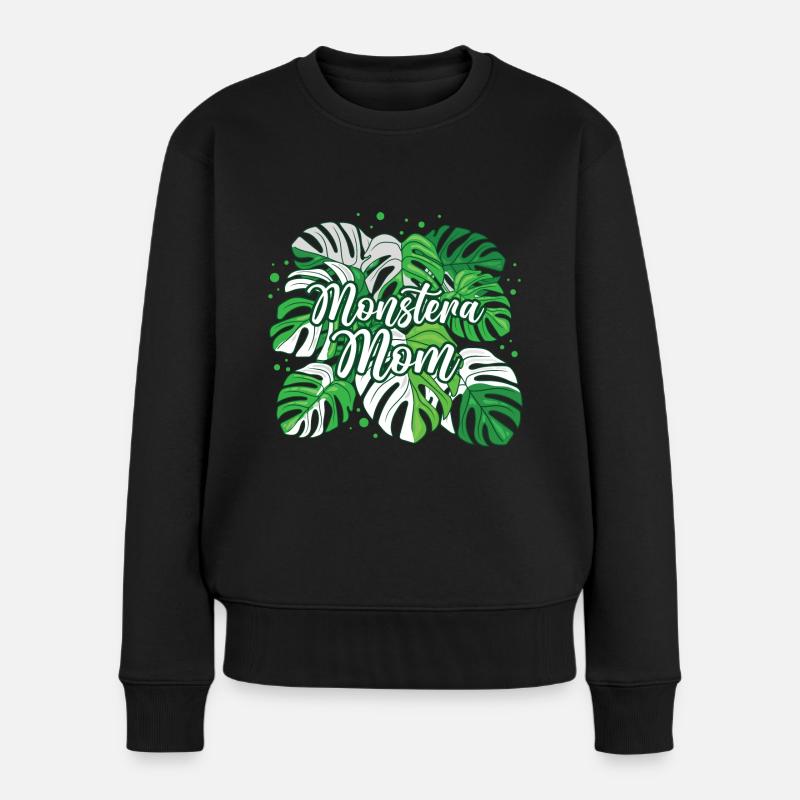 Variegated Monstera Mom - Frauen Premium Bio Pullover - Schwarz