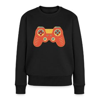 Controller Vintage Retro - Frauen Premium Bio Pullover - Schwarz - Vorne - Julia (174cm)