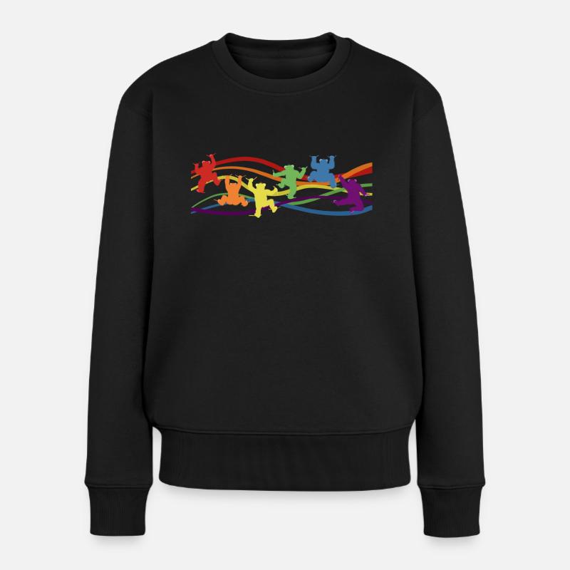 kletternde Bären in Regenbogenfarben, Pride Outfit - Frauen Premium Bio Pullover - Schwarz