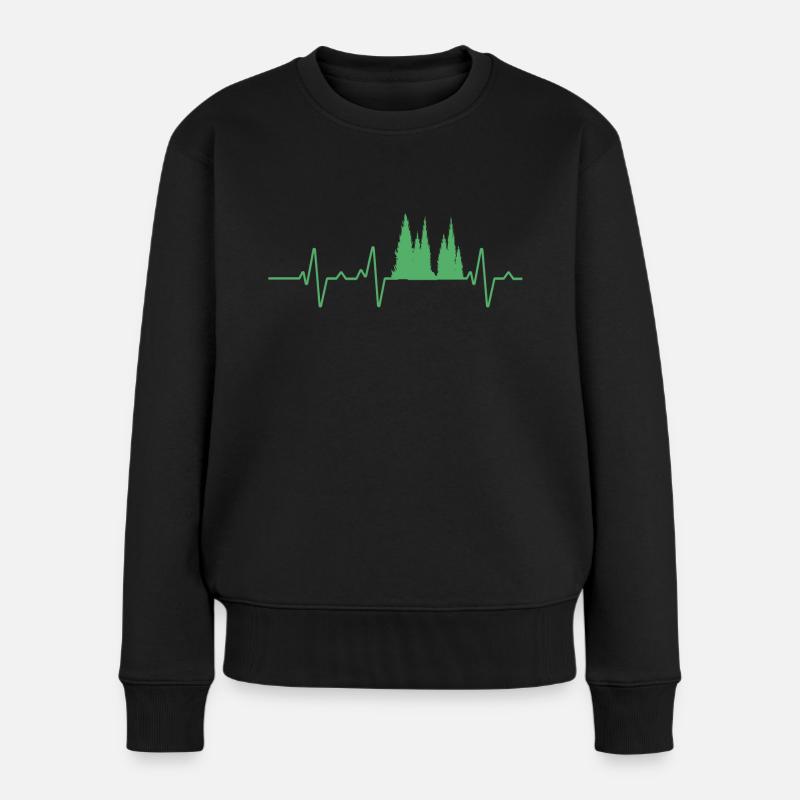 Arbre de battement de cœur de forêt ECG - Pull Premium bio Femme - noir
