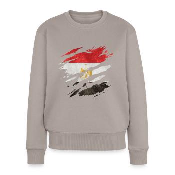 Ägypten - Nationalfahne, Kratzer, Risse - Frauen Premium Bio Pullover - Taupe - Vorne - Julia (174cm)