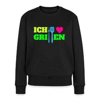 ICH LIEBE GRILLEN - GRILLMEISTER - GRILLPARTY - Frauen Premium Bio Pullover - Schwarz - Vorne - Julia (174cm)