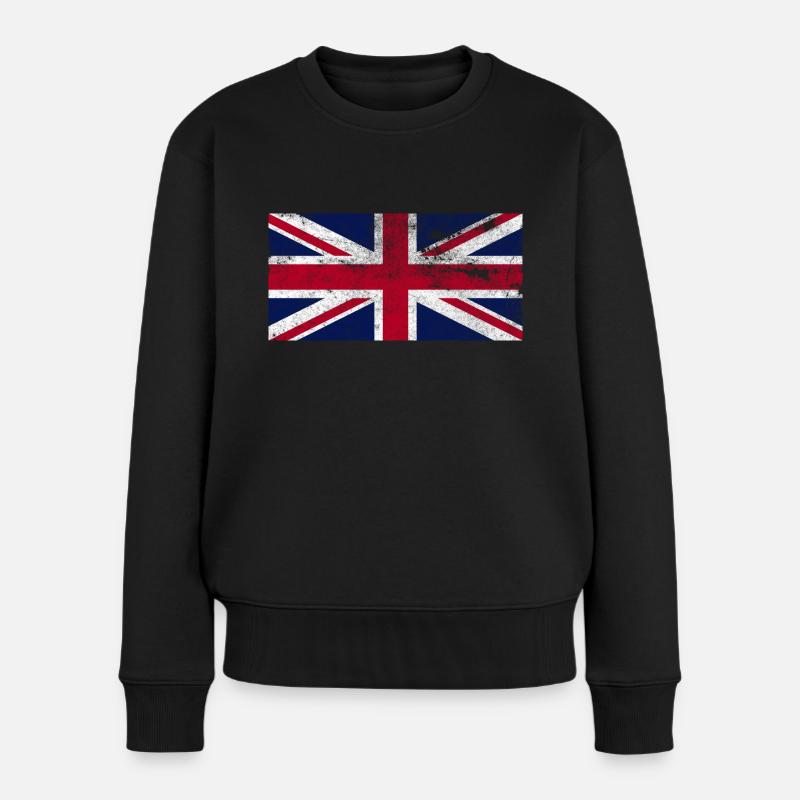 Union Jack Retro - Frauen Premium Bio Pullover - Schwarz