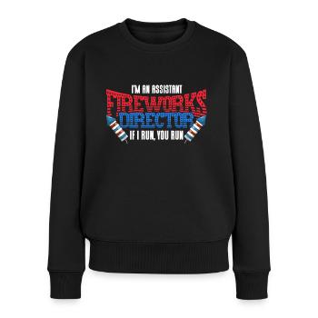 Drôle de feu d’artifice pyrotechnicien disant - Pull Premium bio Femme - noir - Devant - Julia (174cm)