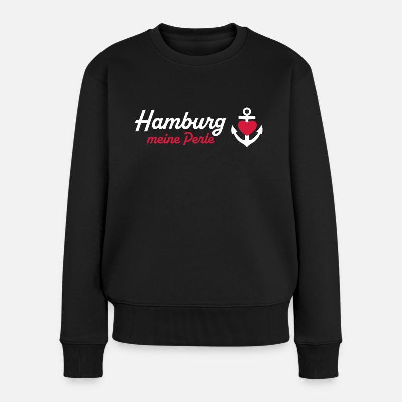Hamburg Perle weiß - Frauen Premium Bio Pullover - Schwarz