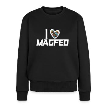 iLoVeMagfed - Frauen Premium Bio Pullover - Schwarz - Vorne - Julia (174cm)