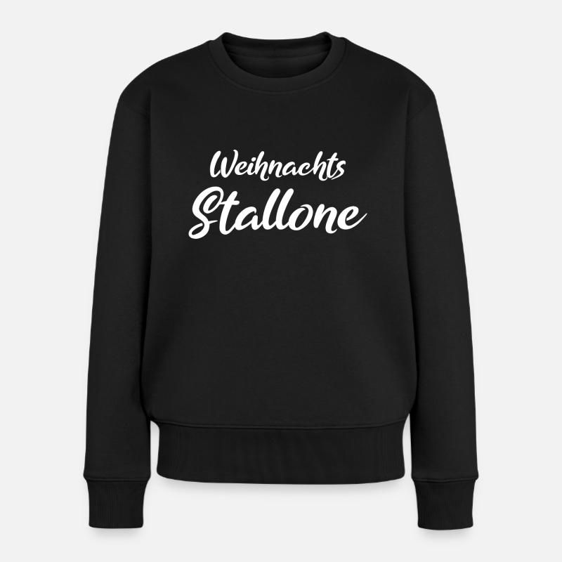 Weihnachtsstallone Geschenk white - Frauen Premium Bio Pullover - Schwarz