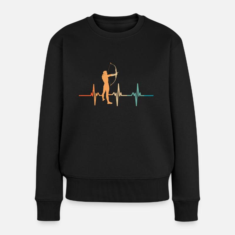 Herzschlag beim Bogenschießen - Frauen Premium Bio Pullover - Schwarz