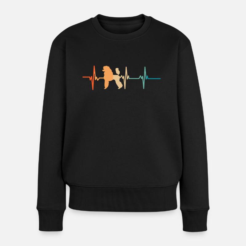 Pudel-Herzschlag - Frauen Premium Bio Pullover - Schwarz