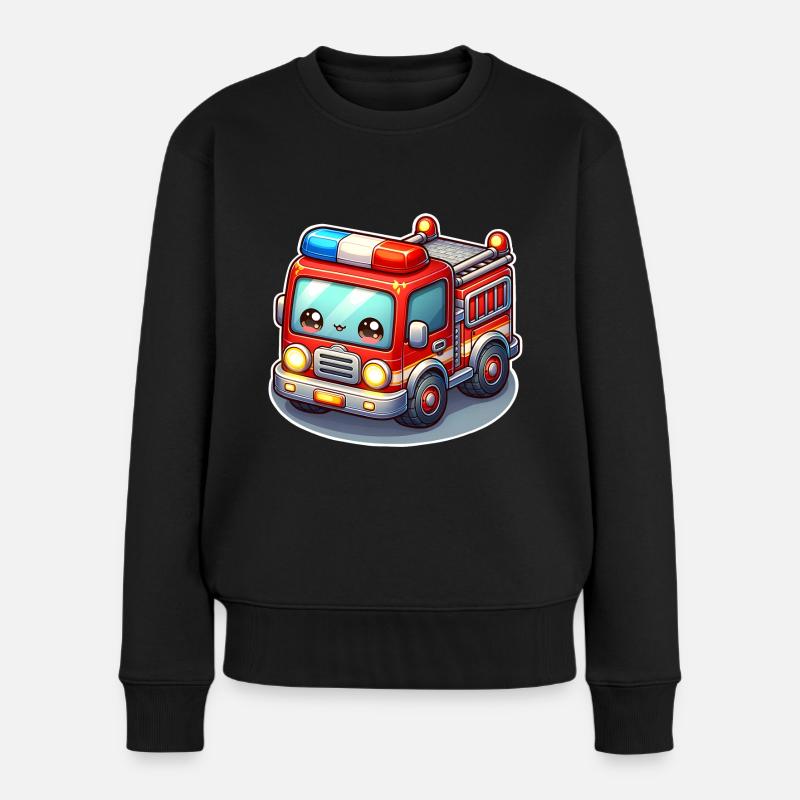 Pompiers avec visage d’enfants - Pull Premium bio Femme - noir