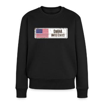 Omaha Flagge der Vereinigten Staaten - Frauen Premium Bio Pullover - Schwarz - Vorne - Julia (174cm)