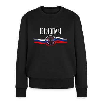 Russland Nationalfarben - Frauen Premium Bio Pullover - Schwarz - Vorne - Julia (174cm)