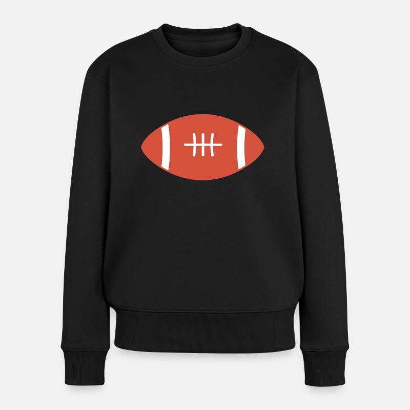 Rugby Ball - Frauen Premium Bio Pullover - Schwarz