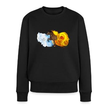 Fire and Ice – Icelandic Horses Art - Frauen Premium Bio Pullover - Schwarz - Vorne - Julia (174cm)