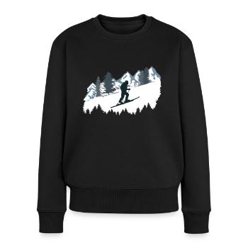 Ski tourers and mountains, ski tours - Women's Premium Organic Jumper - black - Front - Julia (174cm)