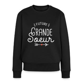 future grande sœur cadeau naissance grande soeur - Pull Premium bio Femme - noir - Devant - Julia (174cm)