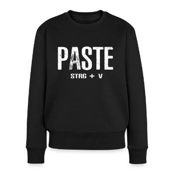 Paste STRG+V - Frauen Premium Bio Pullover - Schwarz - Vorne - Julia (174cm)