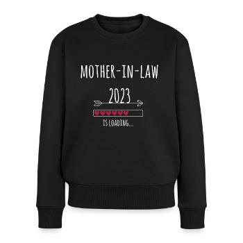 Belle-mère 2023 Annonce Cadeau de mariage - Pull Premium bio Femme - noir - Devant - Julia (174cm)