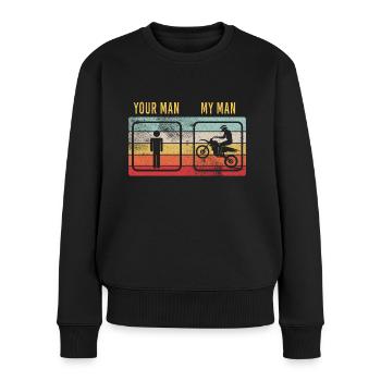 Motorrad Freund Mann Motocross Biker Enduro Spruch - Frauen Premium Bio Pullover - Schwarz - Vorne - Julia (174cm)