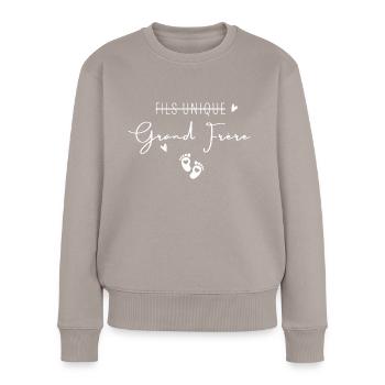 Grand frère - Pull Premium bio Femme - taupe - Devant - Julia (174cm)
