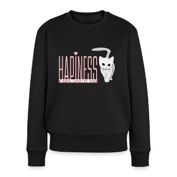 Happiness is being loved by your cat - Women's Premium Organic Jumper - black - Front - Julia (174cm)